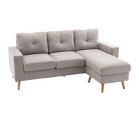 HOMCOM Sofá esquinero de tela en forma de L, juego de sofás con aspecto de lino, juego de rincón con chaise longue para 3 personas, sofá esquinero para salón, gris claro, 193 x 136 x 85 cm Light gray