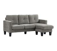 HOMCOM Sofá Chaise Longue Reversible, Sofá de 3 Plazas en Forma de L, Tapizado en Chenilla, Asiento y Respaldo Acolchados, Estructura de Acero, 186x130x84 cm, Azul