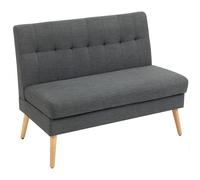 HOMCOM Sofá para 2 personas, respaldo capitoné, patas de madera, acolchado grueso, tipo lino, para espacios pequeños, gris Aosom España
