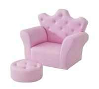 HomCom Sillón infantil con reposapiés, respaldo alto en forma de corona, 58x40,5x49 cm Rosa