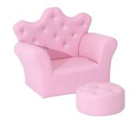 HomCom Sillón infantil con reposapiés, respaldo alto en forma de corona, 58x40,5x49 cm Rosa