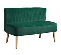 HOMCOM Sofá Retro 2 Plazas con Patas de Madera, 117x56,5x77 cm, Verde Oscuro Aosom España