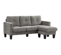 HOMCOM Sofá Rinconera Reversible con Estructura de Acero Tapizado en Chenilla Sofá Chaise Longue 186x130x84cm Marrón Topo Aosom España