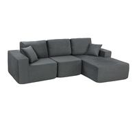 HOMCOM Sofá rinconero modular, sofá-cama en L con asiento profundo, reposabrazos anchos, 2 cojines, gris oscuro Aosom España