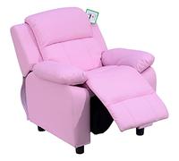 HOMCOM Sofá sillón niños toddler reclinable cuero PU Rosa