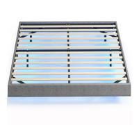 HOMCOM Somier 160x200 cm con Luces LED Estructura de Cama Tapizado en Lino Láminas de Madera Fácil de Montar Gris