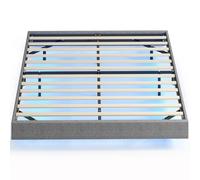 HOMCOM Somier 160x200 cm con Luces LED Estructura de Cama Tapizado en Lino Láminas de Madera Fácil de Montar Gris Gris oscuro 191X142X27 cm