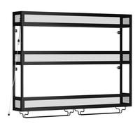 HOMCOM Soporte de Botellas de Pared con Luces LED, Estilo Industrial, Metal Negro
