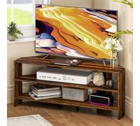 HOMCOM Soporte de TV esquinero para televisor de 47 Pulgadas, Moderno Mueble de TV con 2 estantes Abiertos para Sala de Estar, Dormitorio, marrón rústico