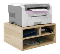 HOMCOM Soporte Impresora 3 Compartimentos 47x40x22,5 cm Madera Natural | Armario de oficina, Muebles de almacenamiento de oficina, Soporte para impresora