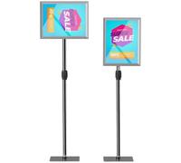 HOMCOM Soporte para Carteles A3 Altura Ajustable Giratorio 360° Plata | Soporte de Pantalla, Marco de Aluminio y Acero Inoxidable, para Menú, Cartel Personalizado, Póster y Anuncio