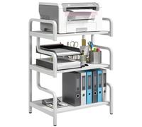 HOMCOM Soporte para impresora con 3 niveles, 55 x 40 x 77 cm, color blanco | Estantería para impresora