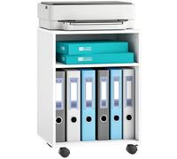 HOMCOM - Soporte para impresora, mueble de almacenamiento con ruedas con 2 estantes abiertos, cajón de escritorio para espacios pequeños, oficina y estudio, 40 x 35 x 55,5 cm, color blanco