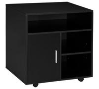 HOMCOM Soporte para impresora, organizador, mueble de escritorio, 3 nichos + bandeja grande, aglomerado negro Negro