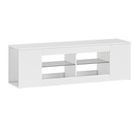 HOMCOM Soporte TV 140 cm, cómoda para TV, 6 compartimentos, 2 estantes de cristal, tablero de partículas, blanco Aosom España