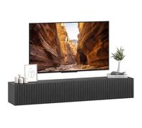 HOMCOM Soporte TV Flotante, 140cm, Negro, hasta 72 Pulgadas | Mueble TV, puertas abatibles estriadas, orificio para cables, consola de entretenimiento, sala de estar, dormitorio