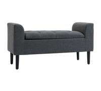 HOMCOM Taburete con almacenamiento, banco acolchado con imitación de lino, patas de madera, banco para cama con capacidad de 130 kg, para sala de estar dormitorio pasillo, 116 x 44 x 58 cm Gris oscuro