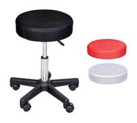 HOMCOM Taburete con ruedas ajustable en altura y giratorio con tres colores de funda protectora Aosom España
