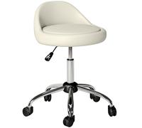 HOMCOM Silla Taburete Giratorio Silla de Esteticista Acolchada Ajustable Blanco BLANCO