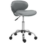 HOMCOM Taburete con ruedas taburete de trabajo con altura regulable 44-56 cm y respaldo, giratorio 360°, gris Aosom España