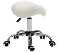 HOMCOM Taburete con Ruedas Taburete Giratoria con Altura Ajustable Taburete Cosmetica Dentista Peluqueria 52x53x49-61 cm Blanco Aosom España