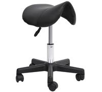 HOMCOM Taburete con Ruedas Taburete Giratorio de Altura Regulable Taburete de Trabajo con Ruedas Silla de Peluquería Giratoria Taburete de Peluquería Piel Sintética Negro 35 x 38 x 43-55H cm Black 35l
