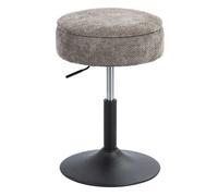 HOMCOM Taburete de Bar con Almacenaje, Altura Ajustable, Taburete de Cocina Redondo, Giratorio, Tapizado en Chenilla, Base de Acero, Diseño Botones, Acolchado, para Salón, Comedor, Oficina, Gris