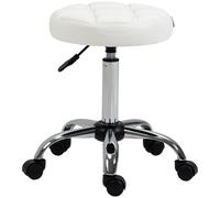 HOMCOM Taburete de Trabajo Giratorio con Ruedas Altura Ajustable 48-63 cm en Cuero PU para Peluquería Cosmética Dentista Aosom España