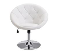 HOMCOM Taburete de trabajo giratorio Silla de oficina ajustable en altura cuero artificial + acero Negro 71x59x78-90 cm Blanco Aosom España