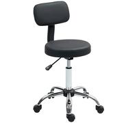 HOMCOM Taburete Giratorio con Respaldo y Ruedas Silla Ajustable para Salones de Belleza Estudio de Tatuajes 46x51x78-93 cm