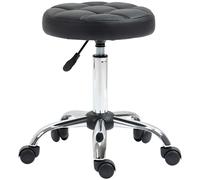 HOMCOM Taburete Giratorio con Ruedas Altura Ajustable 48-63 cm Tapizado en Cuero PU para Peluquería Cosmética Dentista Aosom España