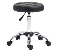 HomCom Taburete giratorio con ruedas – Altura 48-63 cm – Tapizado en cuero PU