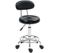 HOMCOM Taburete Giratorio con Ruedas y Respaldo 70-86 cm Negro