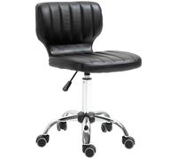 HOMCOM Taburete giratorio de 360° - taburete ergonómico - altura del asiento regulable 47-62 cm - tapizado sintético acolchado negro metal cromado Black
