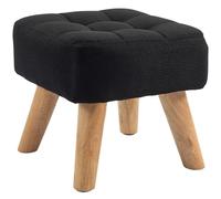 HOMCOM Taburete moderno de tela con patas de madera de goma, asiento acolchado, para sala de estar, dormitorio, entrada, color negro