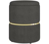 HOMCOM Taburete otomano con reposapiés, caja de almacenamiento, terciopelo acanalado, diseño moderno, 36x36x44 cm, para sala de estar, dormitorio