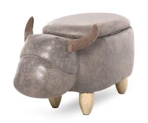 HOMCOM Taburete Otomano de Piel Vacuna con Almacenamiento, 2 Asientos, Patas de Madera de Caucho con Revestimiento Sintético Aspe