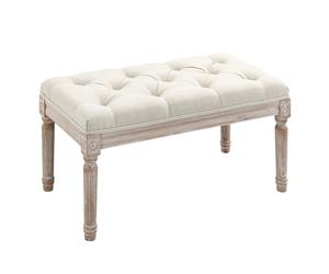 HOMCOM Taburete para Pie de Cama Tapizado en Tela con Patas de Madera Banqueta de Estilo Vintage 80x40x43 cm Beige Aosom España