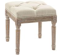 HOMCOM Taburete Pie de Cama Banco para Pie de Cama con Pies de Madera y Asiento Acolchado Carga 120 kg Banqueta de Dormitorio para Entrada Pasillo 40x40x43 cm Beige