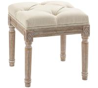 HOMCOM Taburete Pie de Cama Banco para Pie de Cama con Pies de Madera y Asiento Acolchado Carga 120 kg Banqueta de Dormitorio para Entrada Pasillo 40x40x43 cm Beige