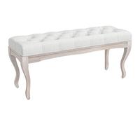 HOMCOM Taburete Pie de Cama Banco para Pie de Cama con Pies de Madera y Asiento Acolchado Carga 120 kg Banqueta de Dormitorio para Entrada Pasillo 110x37x49 cm Crema