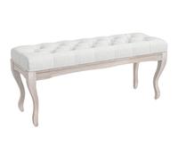 HOMCOM Taburete Pie de Cama Banco para Pie de Cama 110x37x49 cm Crema | Pies de Madera, Asiento Acolchado, Carga 120 kg, Banqueta de Dormitorio, Entrada Pasillo