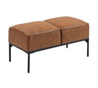 HOMCOM Taburete Pie de Cama, Banco Pie de Cama Moderno con Asiento Acolchado Grueso y Patas de Acero, Cuero Sintético, Banqueta Marrón