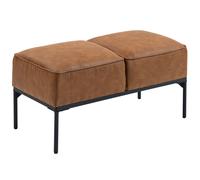 HOMCOM Taburete Pie de Cama Moderno de Cuero Sintético con Asiento Acolchado Grueso y Patas de Acero 80x40x46 cm Marrón