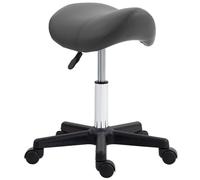 HOMCOM Taburete Rodante, asiento en forma de sillín, ajustable en altura, giratorio 360°, cuero sintético, gris, 48 x 47 x 45-57 cm