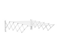 HOMCOM Tendedero de Pared Extensible de Metal con 5 Barras para Interior y Exterior Carga 10 kg 63,5x60x20 cm Blanco Aosom España