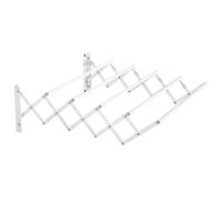 HomCom Tendedero de pared extensible de metal 5 barras Interior/Exterior Blanco 63.5x60x20 cm