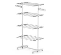 HomCom Tendedero de Ropa tipo Colgador Móvil Blanco y Acero Inoxidable (80-142)x55x178 cm Aosom España