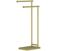 HOMCOM Toallero de Pie con 2 Barras y Marco Metálico Toallero de Baño Moderno en Forma de L 35,5x20x78 cm Dorado