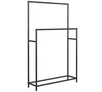 HOMCOM Toallero de Pie de 2 Niveles Toallero Escalera de Baño con 2 Barras y Marco Metálico Estilo Moderno 66x20x110 cm Negro
